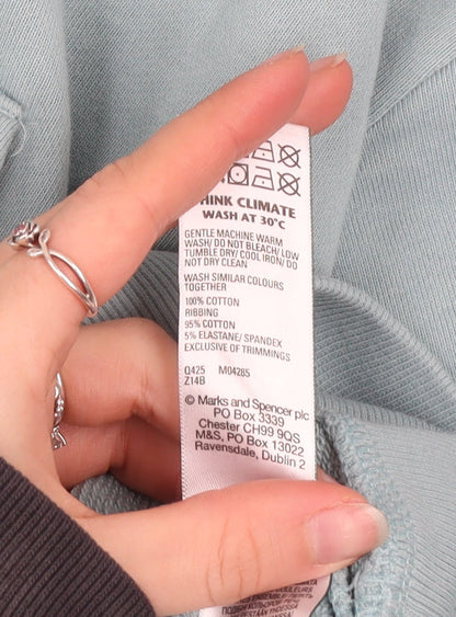 Marks and Spencer Womens Blue Cropped Zip Hoodie Jacket Size M