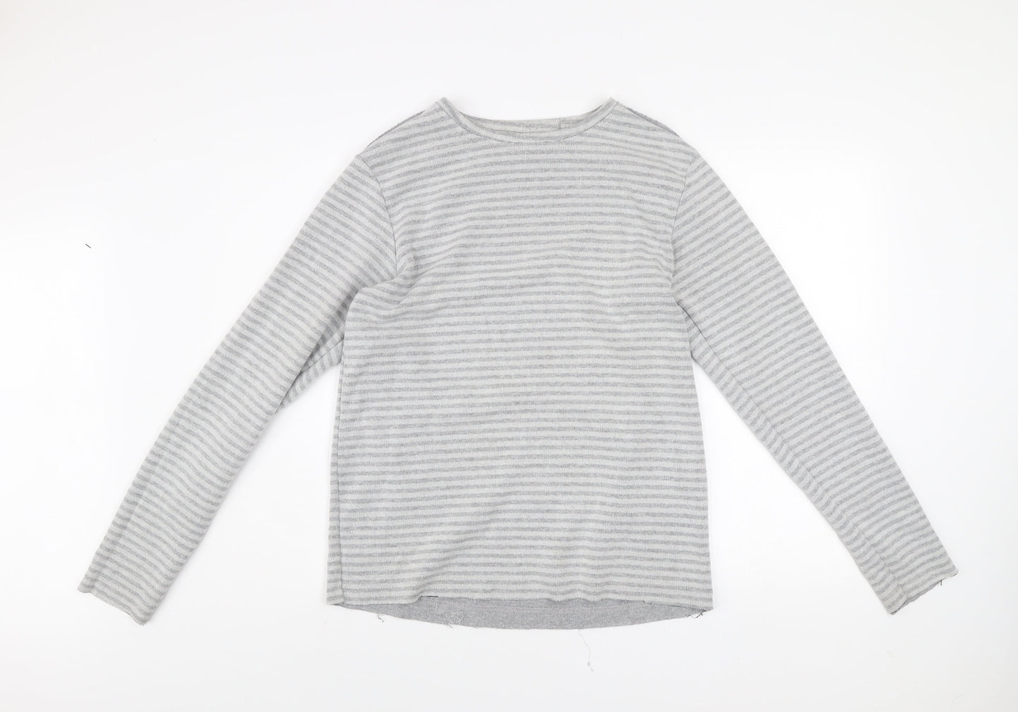 98-86 Men's Grey Striped Pullover Sweatshirt Size M Regular Fit