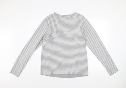 98-86 Men's Grey Striped Pullover Sweatshirt Size M Regular Fit