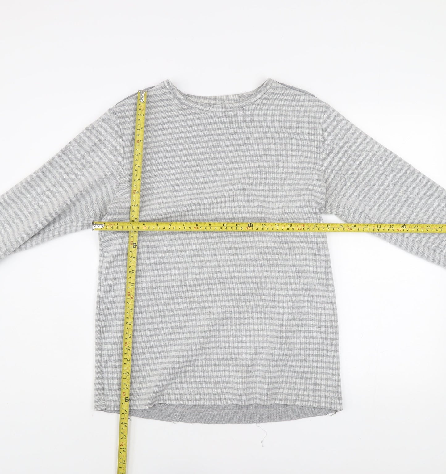 98-86 Men's Grey Striped Pullover Sweatshirt Size M Regular Fit