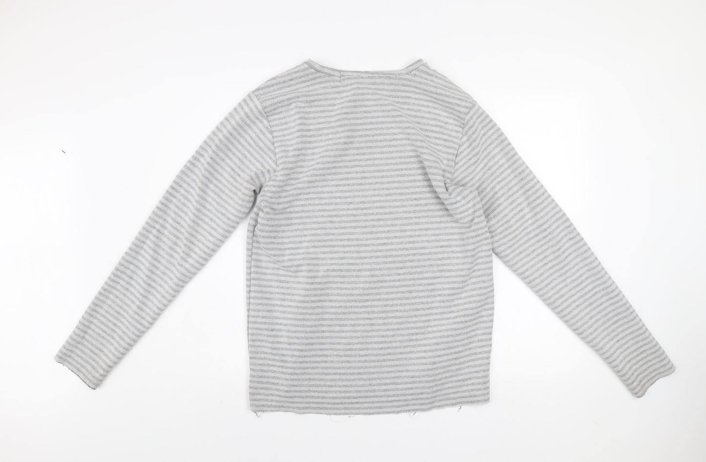 98-86 Men's Grey Striped Pullover Sweatshirt Size M Regular Fit