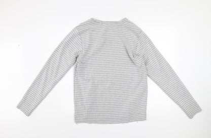 98-86 Men's Grey Striped Pullover Sweatshirt Size M Regular Fit