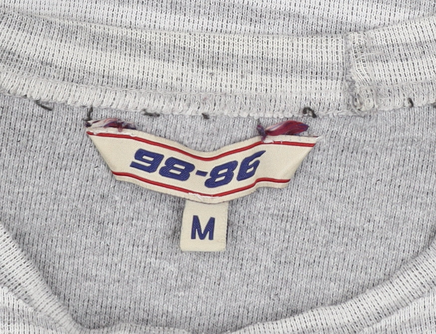 98-86 Men's Grey Striped Pullover Sweatshirt Size M Regular Fit