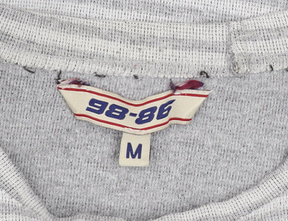 98-86 Men's Grey Striped Pullover Sweatshirt Size M Regular Fit