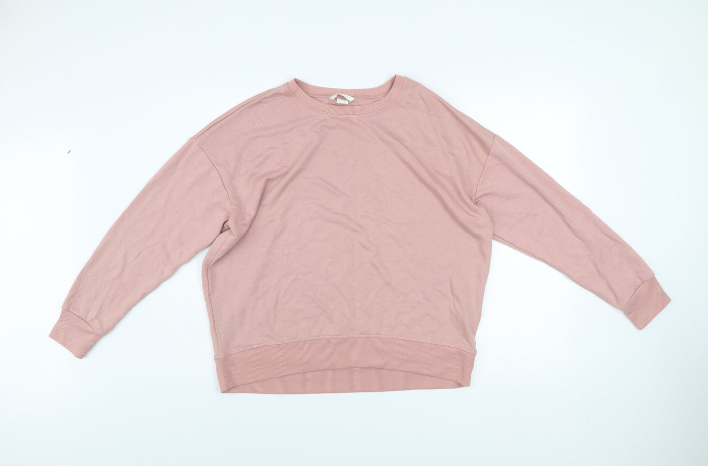 H&M Women Pink Crew Neck Pullover Sweatshirt Size 12 Polyester Viscose