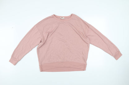 H&M Women Pink Crew Neck Pullover Sweatshirt Size 12 Polyester Viscose