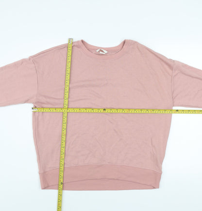 H&M Women Pink Crew Neck Pullover Sweatshirt Size 12 Polyester Viscose