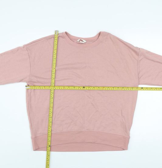 H&M Women Pink Crew Neck Pullover Sweatshirt Size 12 Polyester Viscose