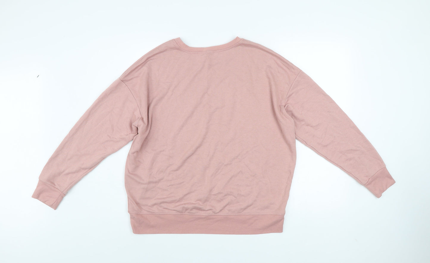 H&M Women Pink Crew Neck Pullover Sweatshirt Size 12 Polyester Viscose