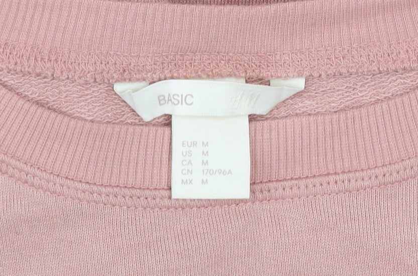 H&M Women Pink Crew Neck Pullover Sweatshirt Size 12 Polyester Viscose