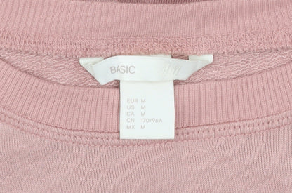 H&M Women Pink Crew Neck Pullover Sweatshirt Size 12 Polyester Viscose