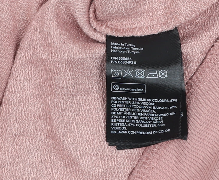 H&M Women Pink Crew Neck Pullover Sweatshirt Size 12 Polyester Viscose