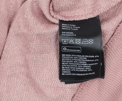 H&M Women Pink Crew Neck Pullover Sweatshirt Size 12 Polyester Viscose