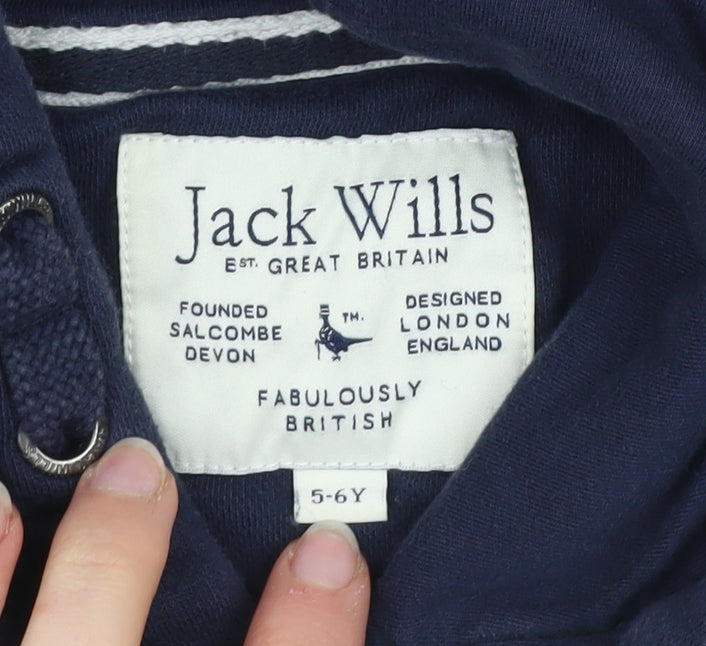 Boys UK Size 5-6 Years Jack Wills Blue Pullover Hoodie
