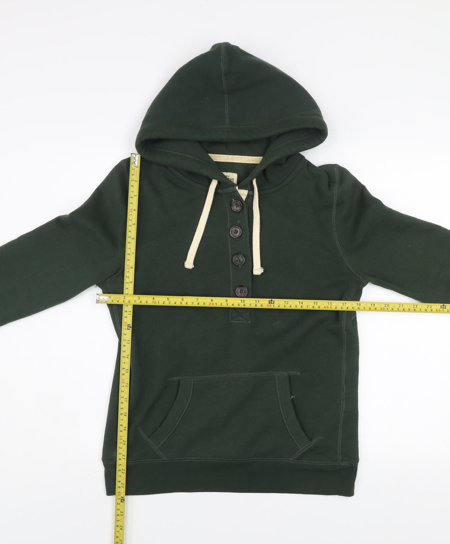 Mens UK Size S Clockhouse Green Henley Hoodie
