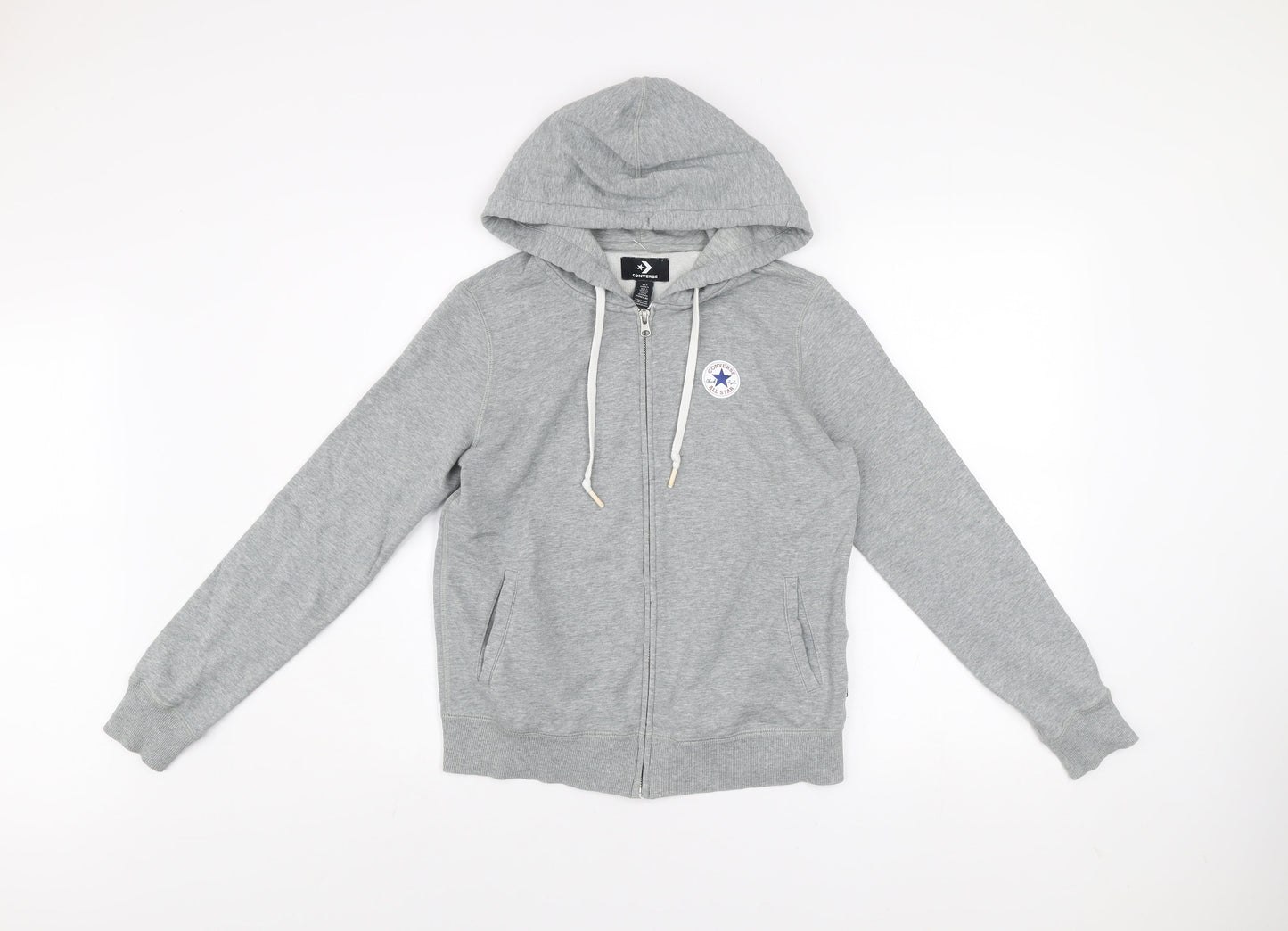 Converse Men's Grey Full Zip Hooded Track Jacket Size S