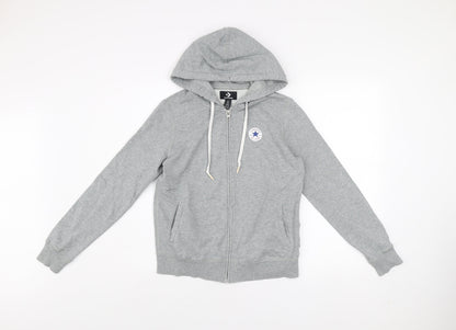 Converse Men's Grey Full Zip Hooded Track Jacket Size S