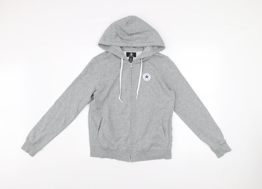 Converse Men's Grey Full Zip Hooded Track Jacket Size S