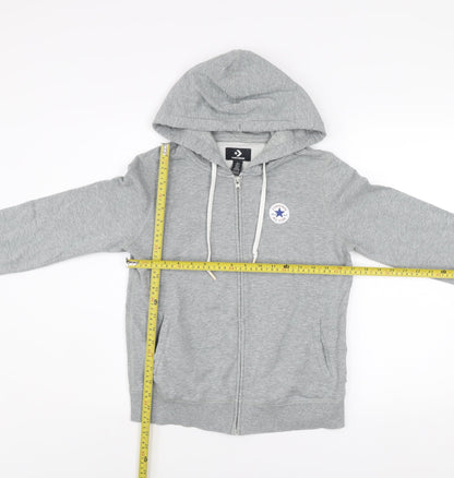 Converse Men's Grey Full Zip Hooded Track Jacket Size S