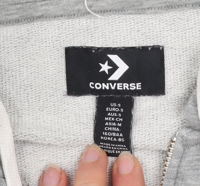 Converse Men's Grey Full Zip Hooded Track Jacket Size S