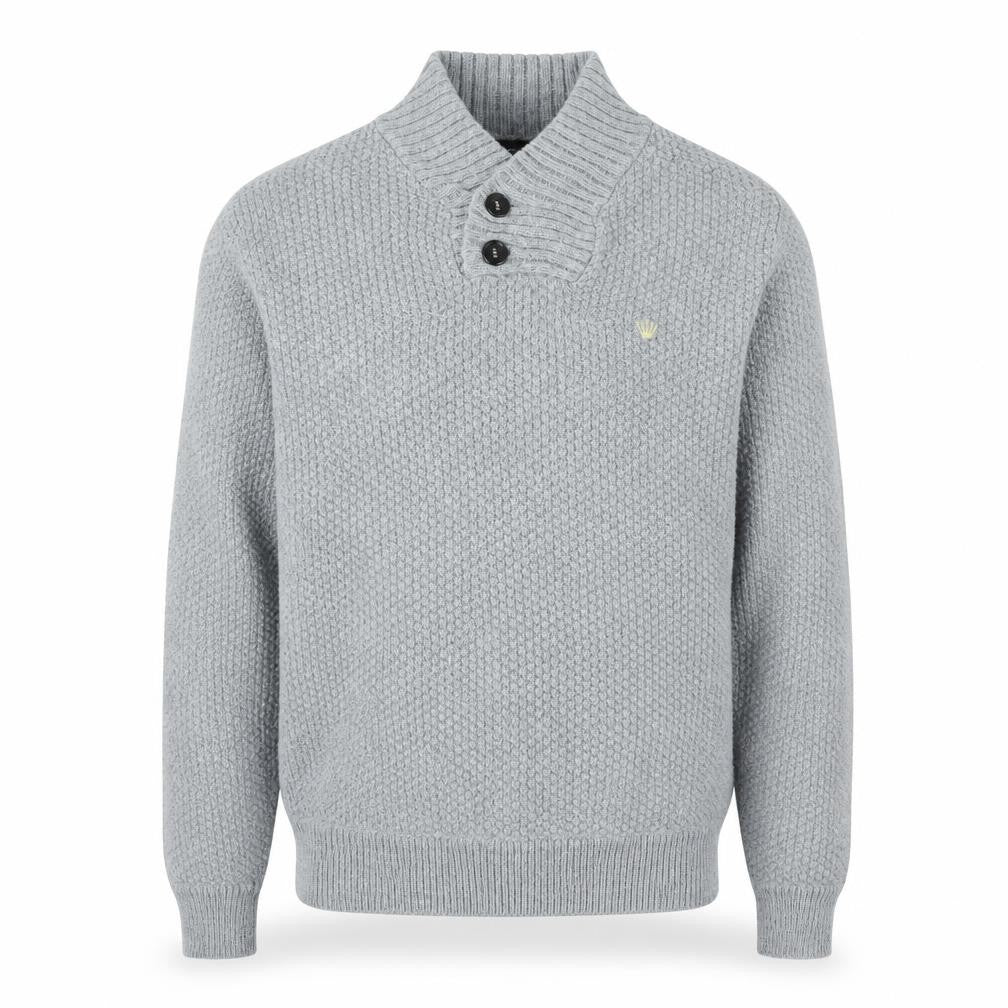 Mens UK Size XL JUNK de LUXE Grey Henley Jumper