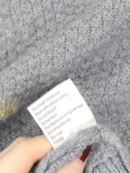 Junk de Luxe Men Grey XL Chunky Knit Mohair Henley Jumper