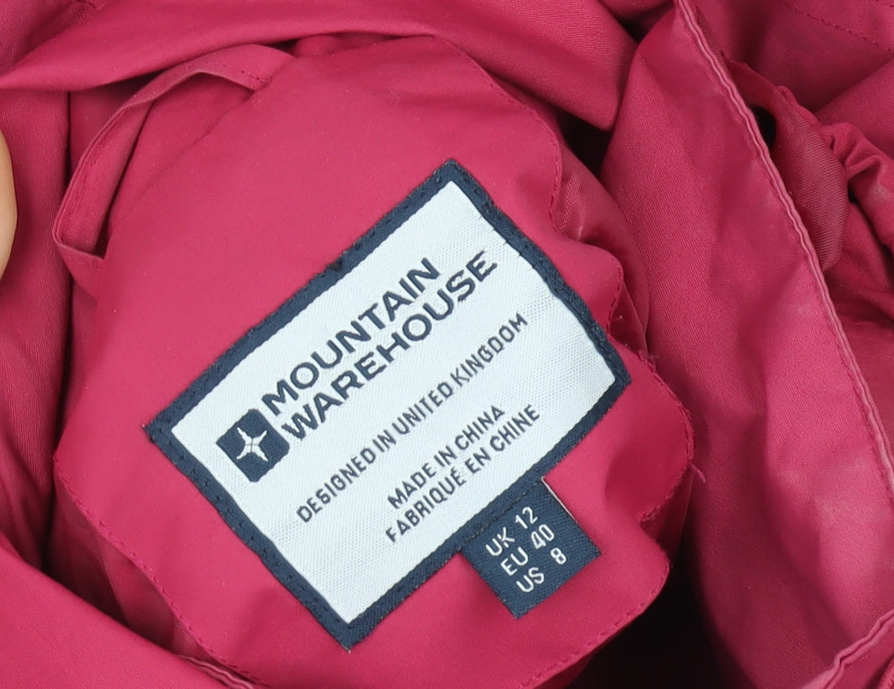 Mountain Warehouse Womens Pink Waterproof Hooded Rain Jacket Size 12