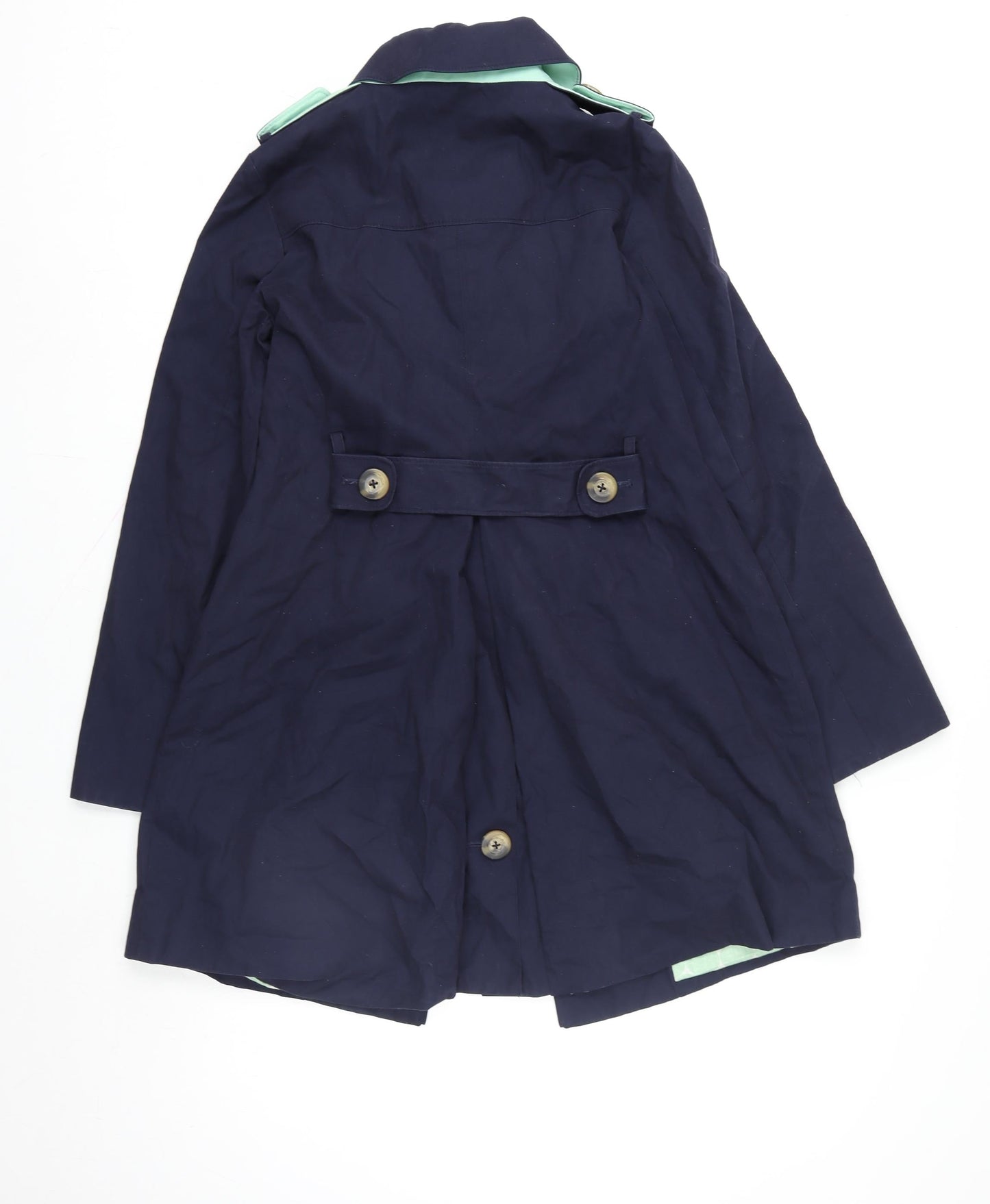 Boden Women's Navy Blue Cotton Trench Coat UK 6 Classic Long Double Breasted