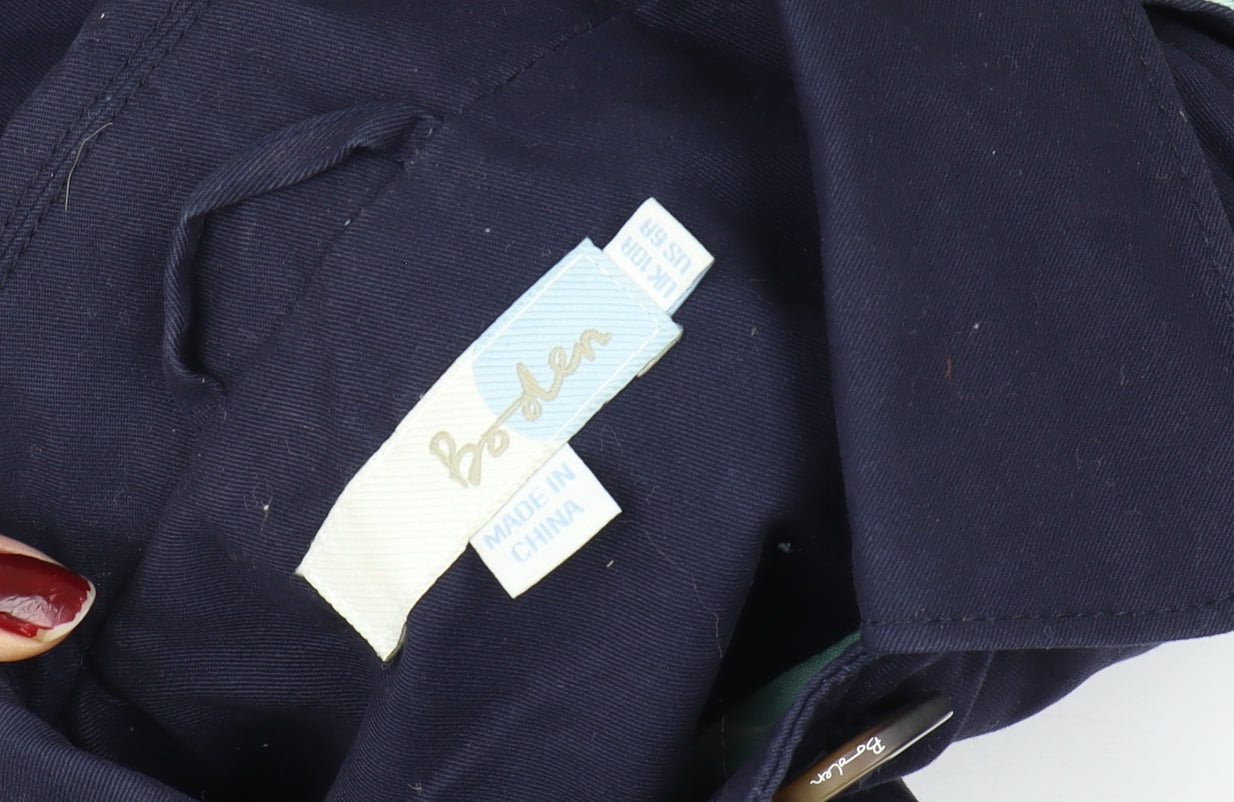 Boden Women's Navy Blue Cotton Trench Coat UK 6 Classic Long Double Breasted