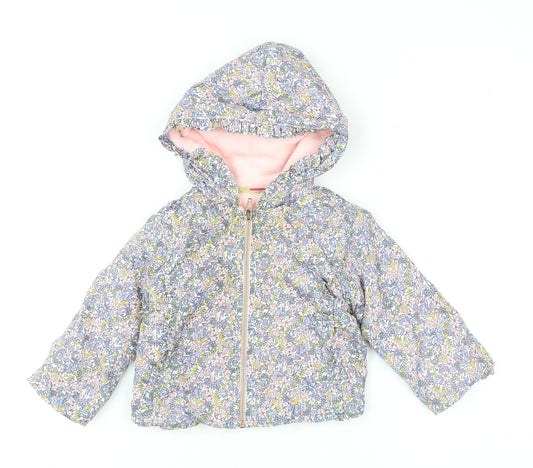 Penelope Mack Girls Multicoloured Floral Hooded Puffer Jacket 18 Months