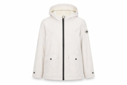 Primark Girls Beige Hooded Parka Coat 10-11 Years Lined Full Zip Pockets