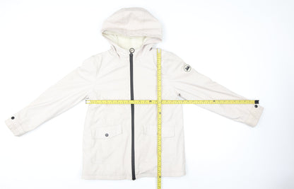 Primark Girls Beige Hooded Parka Coat 10-11 Years Lined Full Zip Pockets