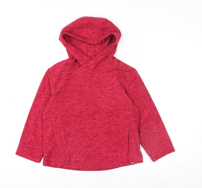 Regatta Girls Red Fleece Pullover Hoodie 7-8 Years Warm Casual Top