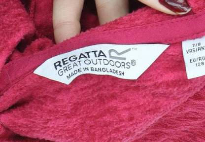 Regatta Girls Red Fleece Pullover Hoodie 7-8 Years Warm Casual Top