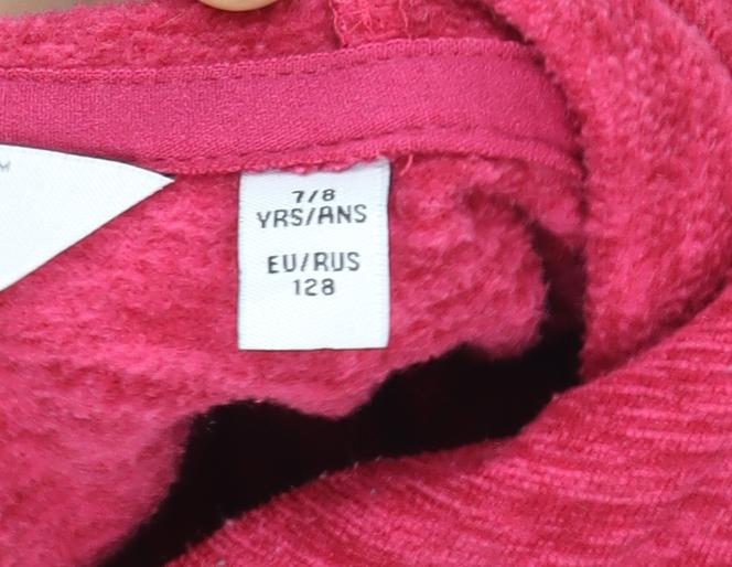 Regatta Girls Red Fleece Pullover Hoodie 7-8 Years Warm Casual Top