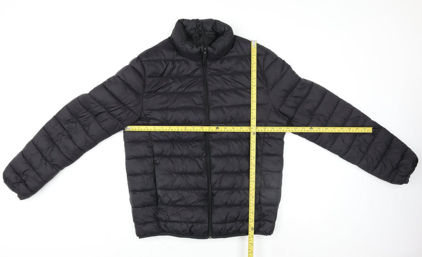 Primark Women Black Puffer Jacket M Lightweight Quilted Zip Coat