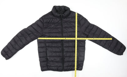 Primark Women Black Puffer Jacket M Lightweight Quilted Zip Coat