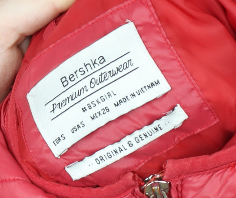 Womens UK Size 8 Bershka Pink Puffer Jacket