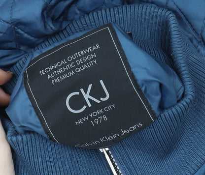Womens UK Size XL Calvin Klein Jeans Blue Quilted Coat