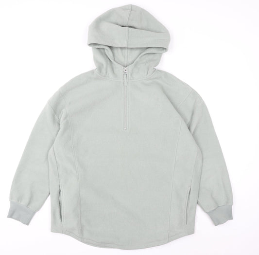 Nutmeg Women Light Grey Fleece 1/2 Zip Hooded Pullover Size 12