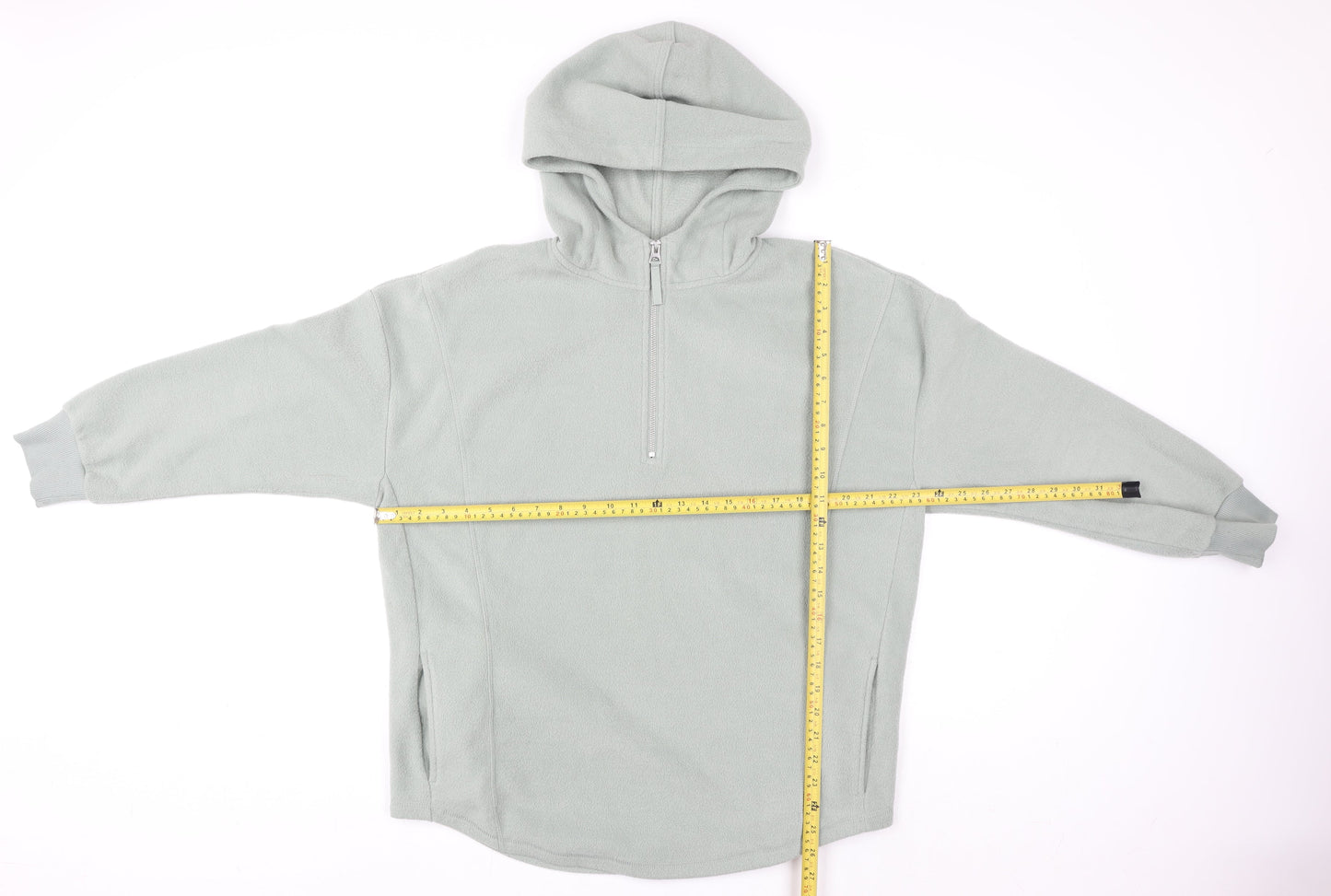 Nutmeg Women Light Grey Fleece 1/2 Zip Hooded Pullover Size 12