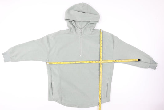 Nutmeg Women Light Grey Fleece 1/2 Zip Hooded Pullover Size 12