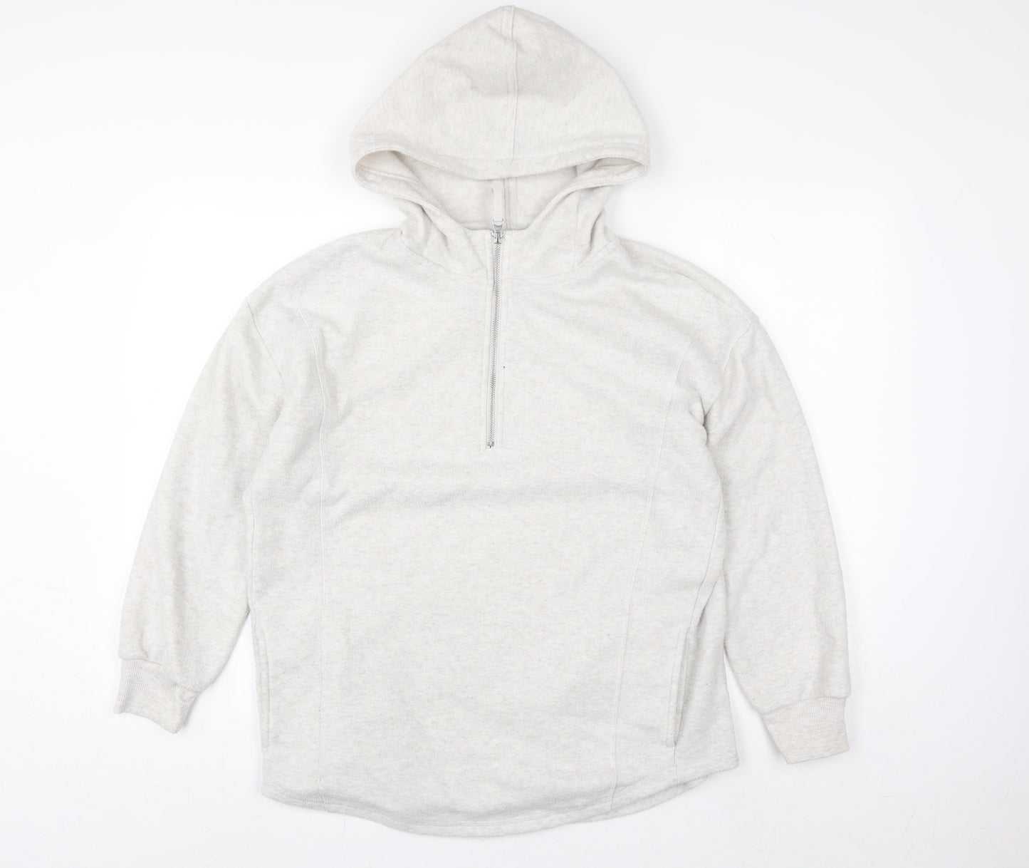 Nutmeg Women Beige 1/2 Zip Hoodie Size 12 Fleece Sweatshirt