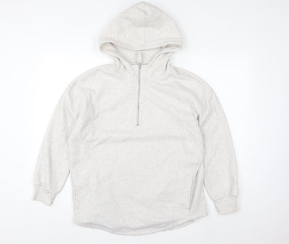 Nutmeg Women Beige 1/2 Zip Hoodie Size 12 Fleece Sweatshirt