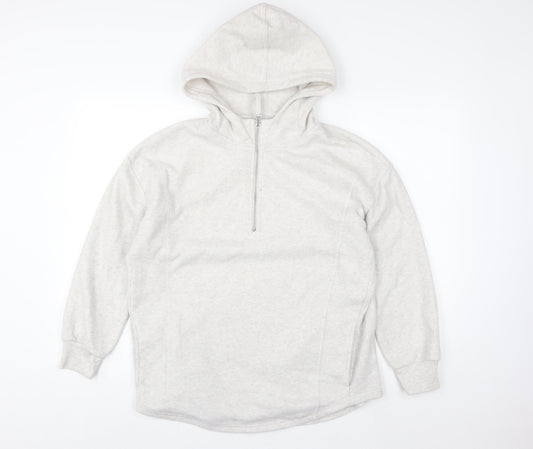 Nutmeg Women Beige 1/2 Zip Hoodie Size 12 Fleece Sweatshirt