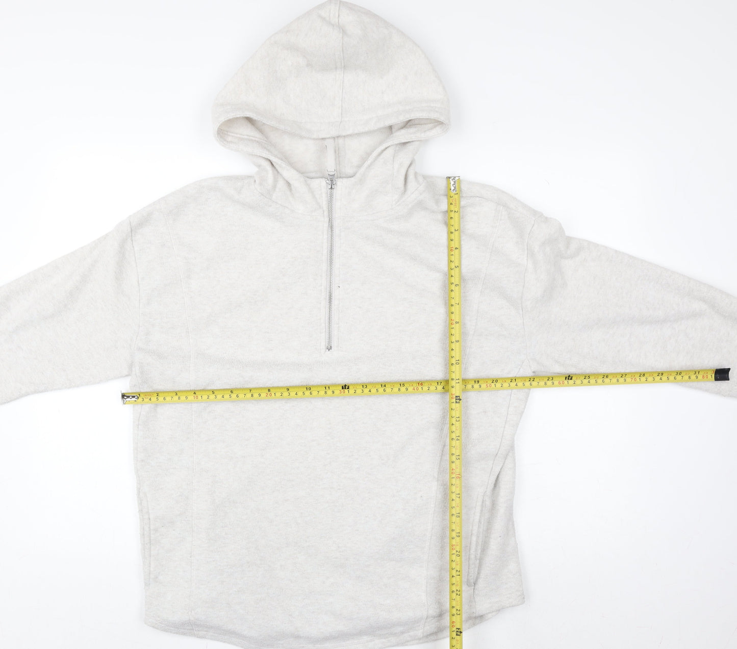 Nutmeg Women Beige 1/2 Zip Hoodie Size 12 Fleece Sweatshirt