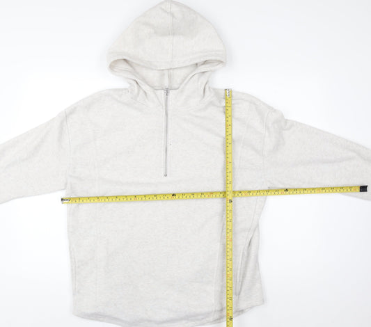 Nutmeg Women Beige 1/2 Zip Hoodie Size 12 Fleece Sweatshirt