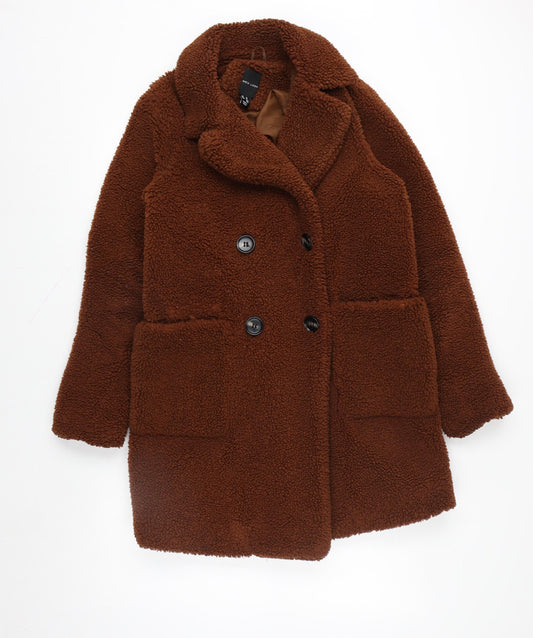 New Look Women's Brown Teddy Overcoat Size 10 Lined Fleece Jacket