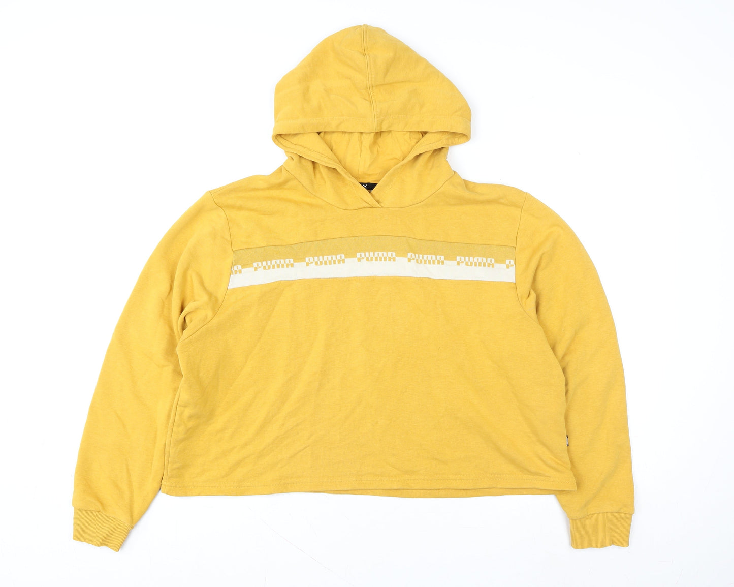 Mens UK Size L PUMA Yellow Pullover Hoodie