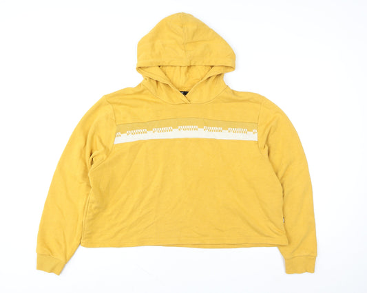 Mens UK Size L PUMA Yellow Pullover Hoodie